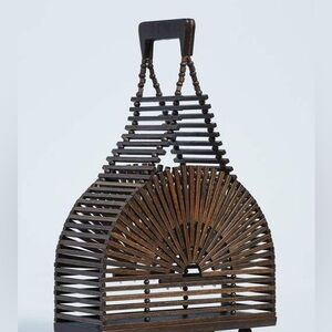 Dark brown Wooden Slatted Handbag NWT